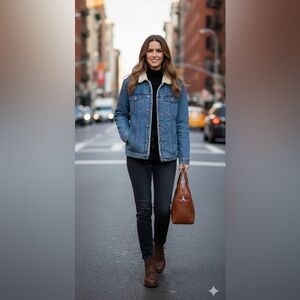 Zara Denim with Sherpa lining Trucker Jacket